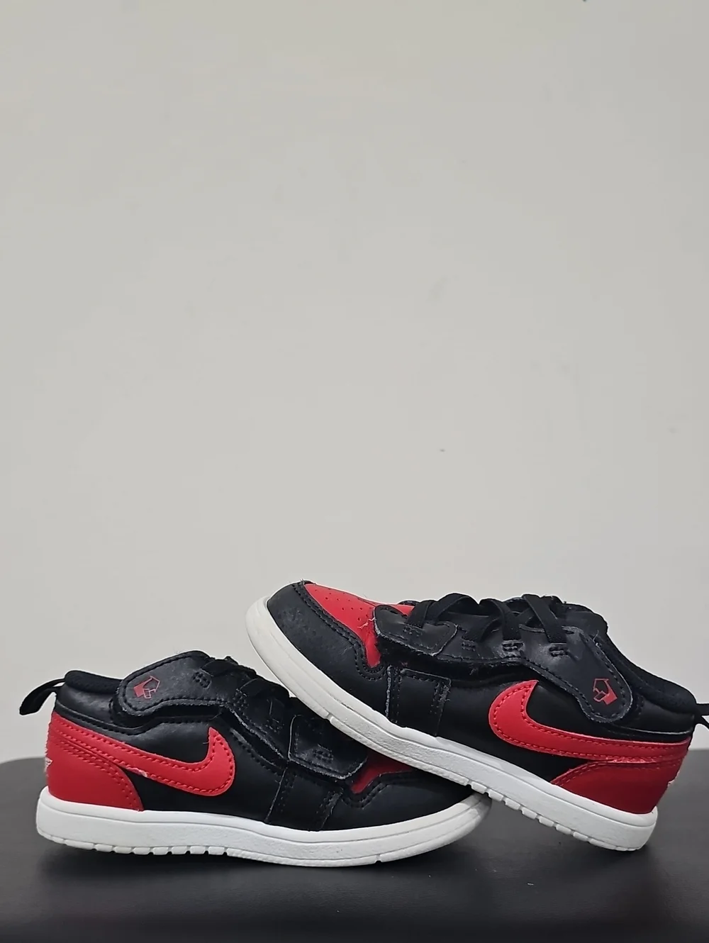Nike Air Jordan 1 Low Kids Black and Red Low-Top Sneakers Size TD9
